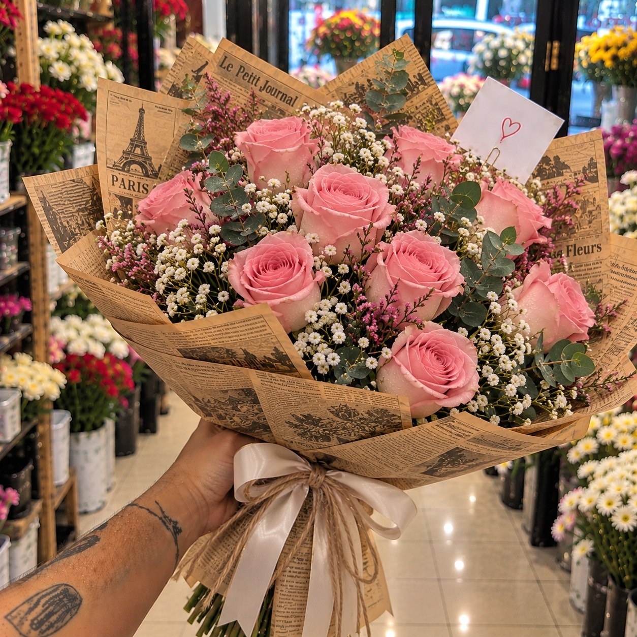 Pudra Gül Paris Buketi