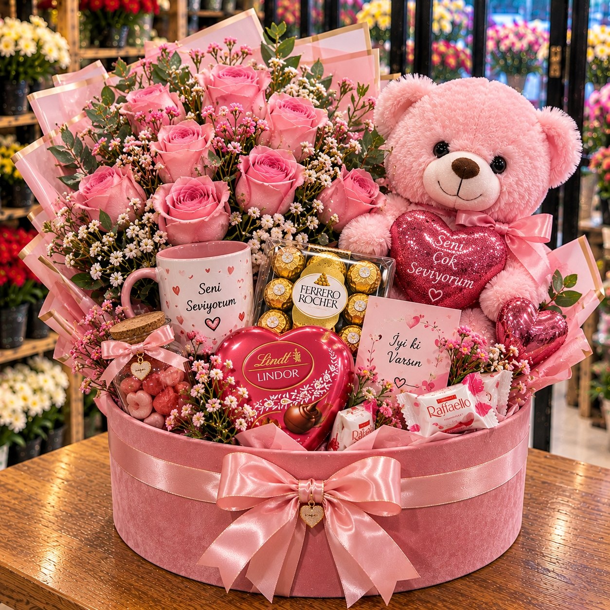 Pembe Gül ve Çikolata Kutusu